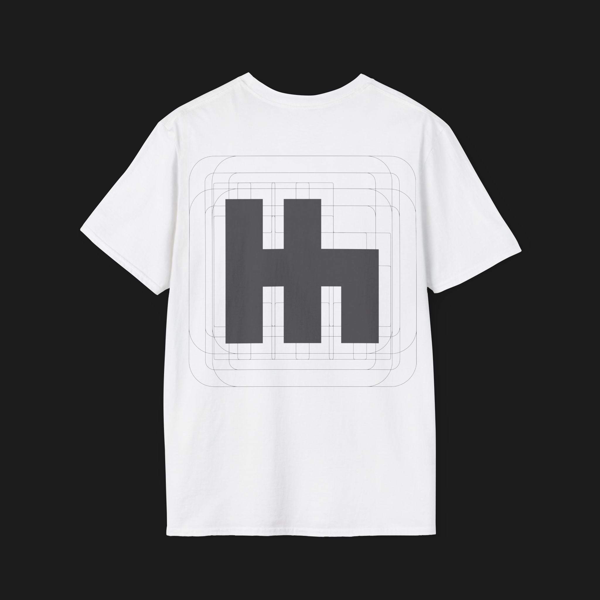 Back angle of Clutch Motorsports Automotive Graphic T-Shirt – White unisex tee featuring a bold geometric motorsports-inspired design on the back. A perfect gift for car enthusiasts and racing fans.