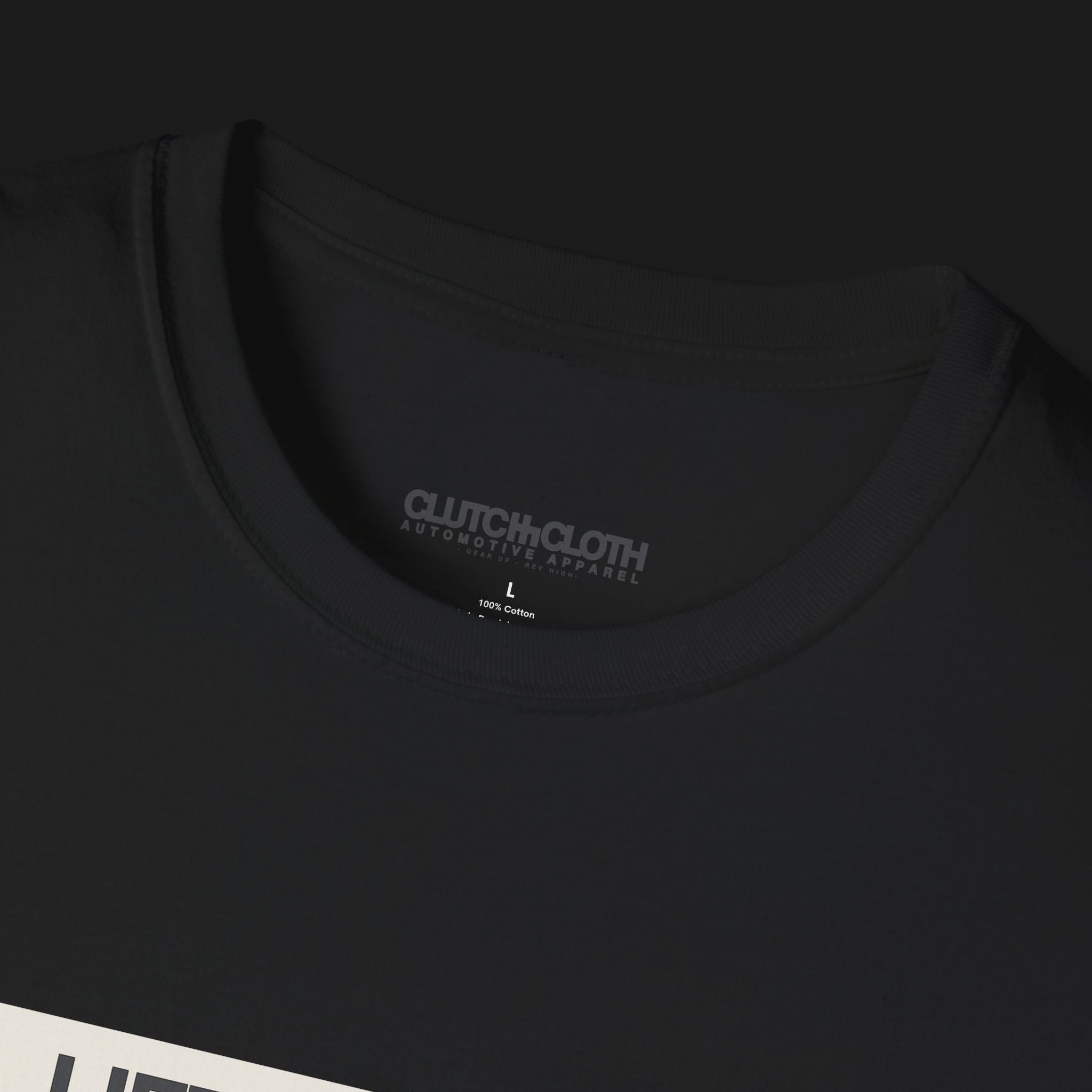 Collar of Life is Short, Drive Fast Cars Automotive Graphic T-Shirt – Black unisex tee featuring a minimalist text design. A perfect gift for car lovers and speed enthusiasts.