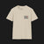 Front angle of Clutch Classic Unlock The Garage Automotive Graphic T-Shirt – sand tee featuring a small "Clutch Automotive Apparel" chest design. Perfect gift for car lovers and gearheads.