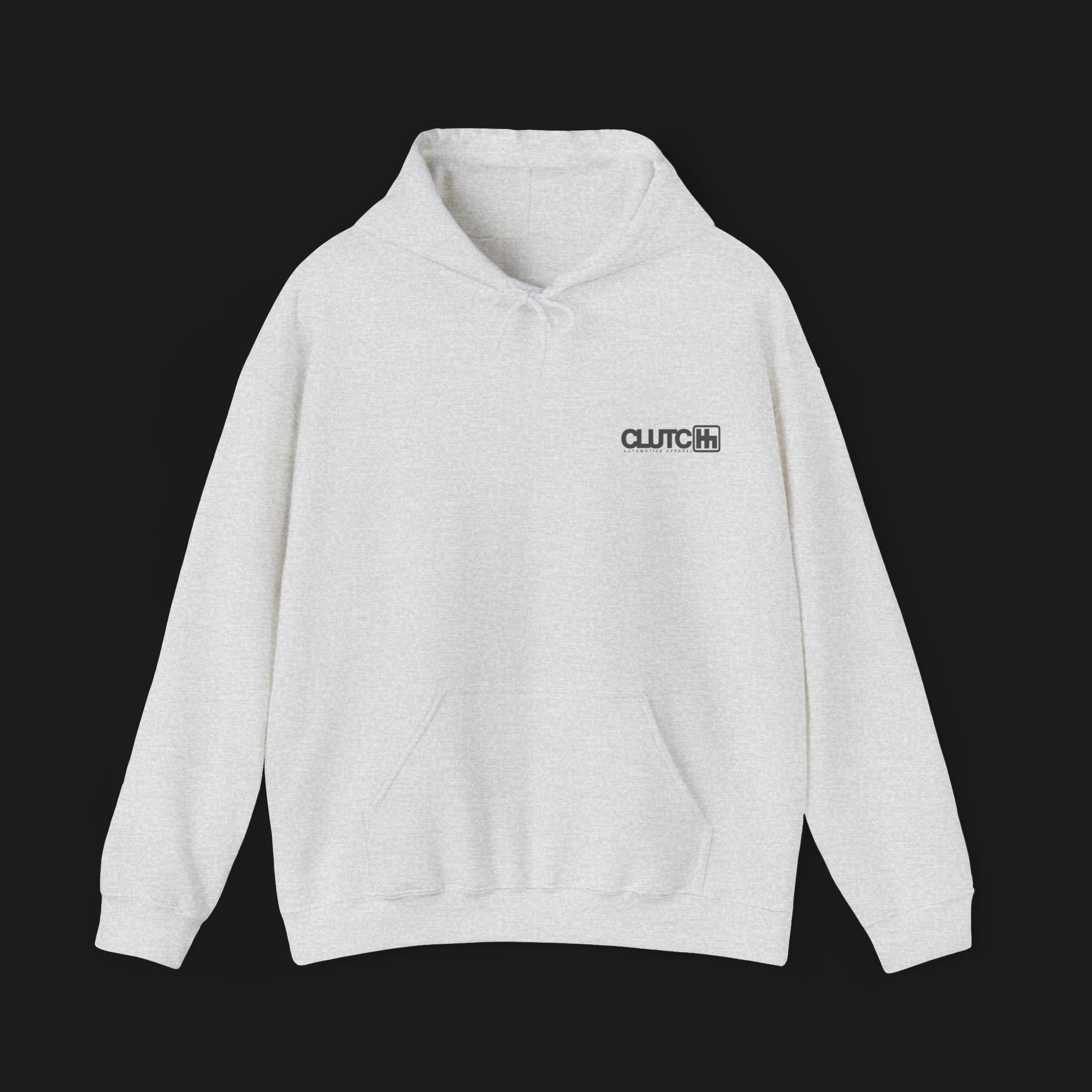 Front of 69 SS V8 Automotive Graphic Hoodie – Ash unisex hoodie featuring a detailed rear view of a 1969 Camaro SS with bold 'V8' lettering in black. Perfect for muscle car enthusiasts.