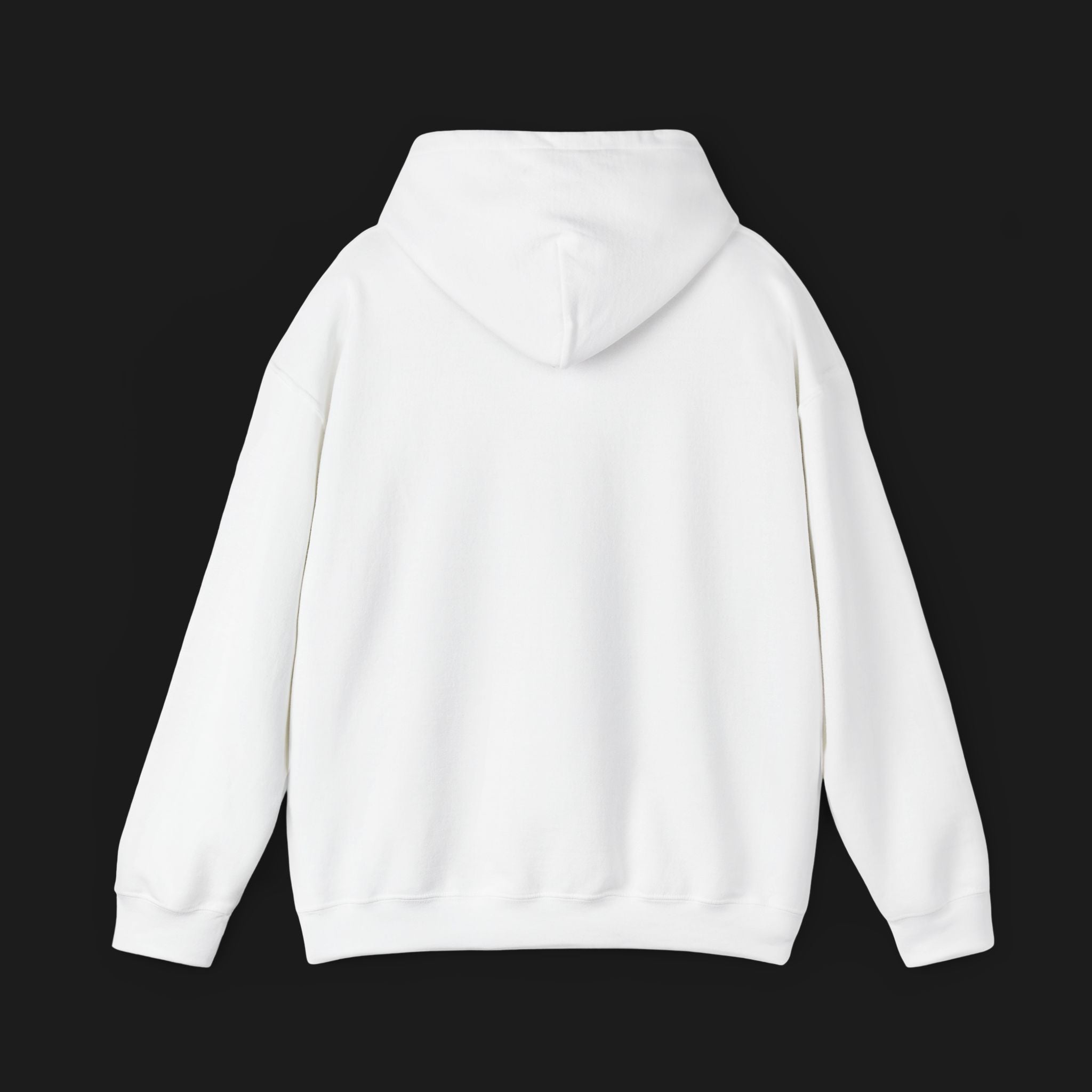 Back of Retro 280Z Automotive Graphic Hoodie – White unisex hoodie featuring a colorful retro design of a Nissan 280Z with vibrant pink, blue, and gray geometric background. Ideal for classic JDM and car lovers.