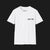 Front Angle of Clutch Motorsports Automotive Graphic T-Shirt – White unisex tee featuring a bold geometric motorsports-inspired design on the back. A perfect gift for car enthusiasts and racing fans.