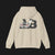 Back of 69 SS V8 Automotive Graphic Hoodie – Beige unisex hoodie featuring a detailed rear view of a 1969 Camaro SS with bold 'V8' lettering in black. Perfect for muscle car enthusiasts.