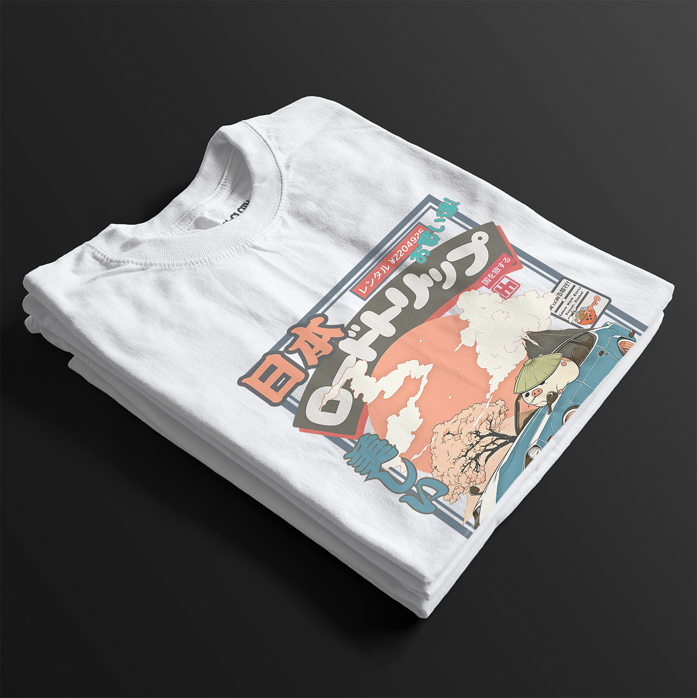 Folded 280Z Travel Japan Automotive Graphic T-Shirt – White tee featuring a vintage Datsun 280Z with Japanese travel-inspired artwork. Perfect gift for JDM fans, car enthusiasts, and retro automotive lovers.
