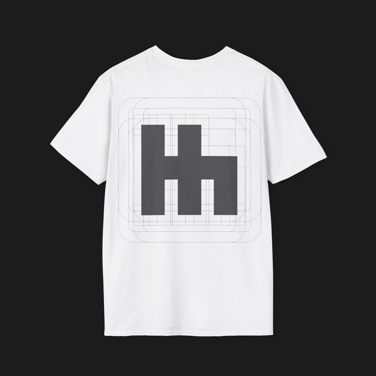 Back angle of Clutch Motorsports Automotive Graphic T-Shirt – White unisex tee featuring a bold geometric motorsports-inspired design on the back. A perfect gift for car enthusiasts and racing fans.