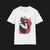 Front of Race Ready Automotive Graphic T-Shirt – White unisex tee featuring a racing driver adjusting a red and white helmet with checkered flag details. Perfect for motorsport enthusiasts and race fans.