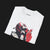 Folded Race Ready Automotive Graphic T-Shirt – White unisex tee featuring a racing driver adjusting a red and white helmet with checkered flag details. Perfect for motorsport enthusiasts and race fans.