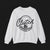 Front of Clutch Crewneck Automotive Sweater – Light grey unisex sweater featuring a bold 'Clutch Clothing Shop' design with a tire tread circle and stylized text. Perfect for car enthusiasts and casual wear.