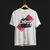 Front of 911 GT-R Nemesis, Forever Rivals Automotive Graphic T-Shirt – White unisex tee featuring a front-facing Porsche 911 and GT-R graphic with a red geometric background. Perfect gift for car enthusiasts and JDM fans.