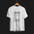Front of Car Obsession Facts Automotive Graphic T-Shirt – White unisex tee featuring a humorous 'Car Obsession Facts' label with details on horsepower, speed, and side effects. Ideal gift for car lovers and automotive enthusiasts.
