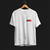 Front of White JDM Rising Sun Automotive Graphic T-Shirt with JDM text and a red rising sun graphic, unisex car culture gift